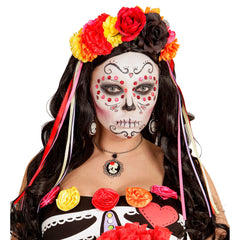 Serre tête Fleurs Avec Rubans Multicolore / Bandeau à Fleurs Jours des morts Mexicain / Couronne Halloween à Grosses Fleurs / La Maison Du Déguisement