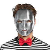 Masque Mime Visage Argent / Masque Neutre Argent Avec Front / La Maison Du Déguisement
