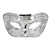 Loup Miroir Argent / Masque Boule à Facettes Disco Argent / La Maison du Déguisement