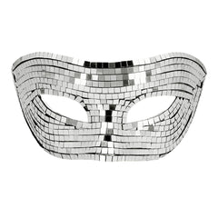 Loup Miroir Argent / Masque Boule à Facettes Disco Argent / La Maison du Déguisement