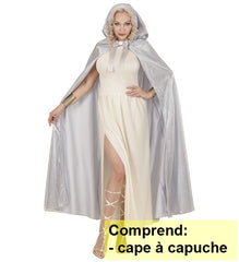 Cape Fantaisie Princesse Argent / Cape Elfe Avec Capuche Argent / Cape Médiéval Avec Capuche Argent / La Maison Du Déguisement