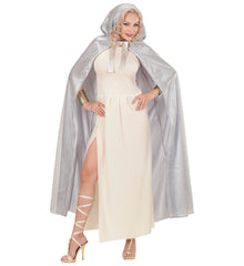 Cape Fantaisie Princesse Argent / Cape Elfe Avec Capuche Argent / Cape Médiéval Avec Capuche Argent / La Maison Du Déguisement