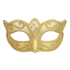 Masque Vénitien Paillettes Doré / Loup venise féline Or / La Maison du Déguisement