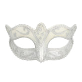 Masque Vénitien Paillettes Argent / Loup venise féline Argent / La Maison du Déguisement