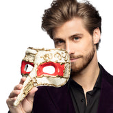 Loup Vénitien long nez Beige / Masque de Yeux Venice Beige / Loup Grand Bec Beige Luxe / La Maison du Déguisement