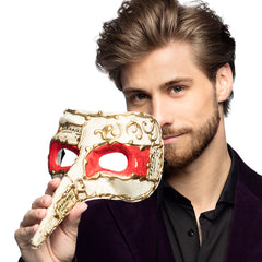 Loup Vénitien long nez Beige / Masque de Yeux Venice Beige / Loup Grand Bec Beige Luxe / La Maison du Déguisement