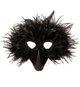 Masque D'oiseau à Plumes Noire / Masque Grand Bec Noire / La Maison Du Déguisement