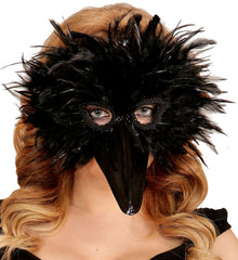 Masque D'oiseau à Plumes Noire / Masque Grand Bec Noire / La Maison Du Déguisement