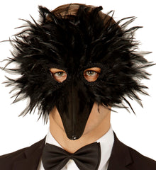 Masque D'oiseau à Plumes Noire / Masque Grand Bec Noire / La Maison Du Déguisement