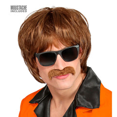 Perruque Style Année 60s Mod Shag Avec Moustache Marron / La Maison Du Déguisement