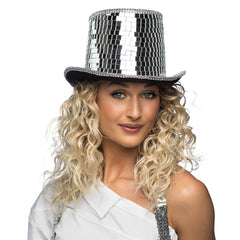 Chapeau Disco Haut De Forme / Chapeau Miroir Argent / Chapeau Boule Disco Argent / La Maison Du Déguisement