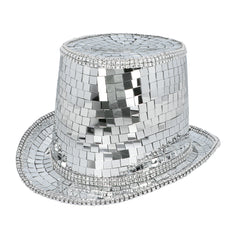 Chapeau Disco Haut De Forme / Chapeau Miroir Argent / Chapeau Boule Disco Argent / La Maison Du Déguisement