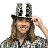 Chapeau Disco Haut De Forme / Chapeau Miroir Argent / Chapeau Boule Disco Argent / La Maison Du Déguisement