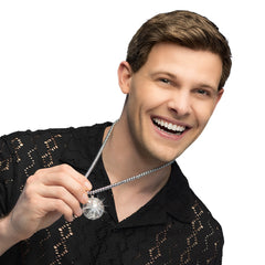 Collier Boule Disco Led Argent / Collier Pendentif Boule Disco Lumineux Argent / La Maison Du Déguisement