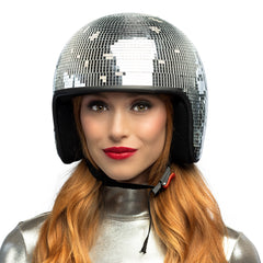 Casque Disco Argent / Casque De Boule Disco Argent / Casque miroir Boule Disco argent / La Maison du Déguisement
