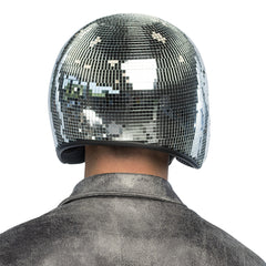 Casque Disco Argent / Casque De Boule Disco Argent / Casque miroir Boule Disco argent / La Maison du Déguisement