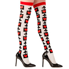 Mi Bas Jeux De Cartes / Chaussettes Reine De Coeur / Chaussettes Reine Alice / Chaussette Hautes Cartes De Poker / La maison Du Déguisement