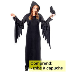 Déguisement Robe Gothic Queen Addams Noir Enfant / Costume Morticia Fille / Costume Sorcière Fille / La Maison Du Déguisement