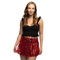 Jupe Disco Sequins Rouge / Mini Jupe Sequins Rouge / Jupe Disco Paillettes Rouge / La Maison Du Déguisement
