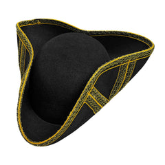 Chapeau Tricorne Royal Noir Galons Dorée / Chapeau Pirate Royal Fortune Or / La Maison Du Déguisement