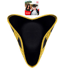 Chapeau Tricorne Royal Noir Galons Dorée / Chapeau Pirate Royal Fortune Or / La Maison Du Déguisement
