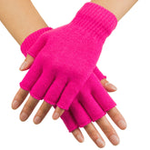 Gants Sans Doigts Rose Néon / Mitaines Sans Doigts Rose Fluo / La Maison du Déguisement
