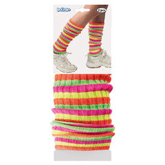 Guêtres Années 80 Arc-en-ciel néon / Jambières Arc-en-ciel Fluo Disco / La Maison Du Déguisement