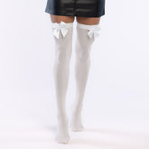 Mi Bas Blanc Avec Noeuds / Paire Bas Bow Blanc/Arc Blanc / La Maison Du Déguisement