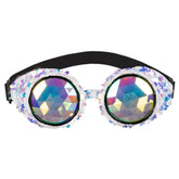 Lunettes party Mirage Argent / Lunettes Coachella kaléidoscopes / Lunettes Futuriste sequins Argent / La Maison du Déguisement