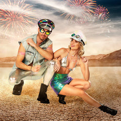 Lunettes party Mirage Argent / Lunettes Coachella kaléidoscopes / Lunettes Futuriste sequins Argent / La Maison du Déguisement