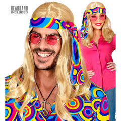 Perruque Hippie Blonde avec Bandeau / Perruque Blonde 70s Disco Fever avec Bandeau / La Maison Du Déguisement