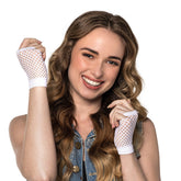 Mitaines En Résille blanc / Gants Résille Blanc / Gants En Maille Blanc / La Maison Du Déguisement
