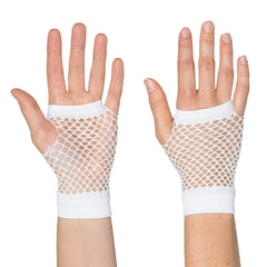 Mitaines En Résille blanc / Gants Résille Blanc / Gants En Maille Blanc / La Maison Du Déguisement