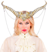 Serre tête Cornes Blanches / Coiffe Halloween à Cornes Blanches Ornée De Perles / Cornes Démons Blanc / La Maison Du Déguisement