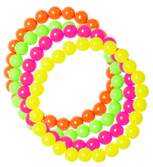 Bracelets De Perles Années 80 Lot de 4 Coloris Fluo / 4 Bracelets Perles Disco Fluo / La Maison Du Déguisement