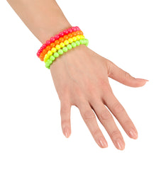 Bracelets De Perles Années 80 Lot de 4 Coloris Fluo / 4 Bracelets Perles Disco Fluo / La Maison Du Déguisement