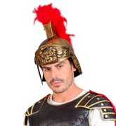 Casque Romain Or Avec Crête Rouge Luxe / Casque Antique Gladiateur Dorée / La Maison Du Déguisement