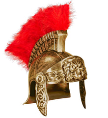Casque Romain Or Avec Crête Rouge Luxe / Casque Antique Gladiateur Dorée / La Maison Du Déguisement