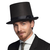 Chapeau de Haut de Forme Byron Luxe / Chapeau Rocambole Noir luxe / La Maison Du Déguisement
