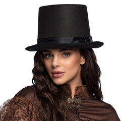 Chapeau de Haut de Forme Byron Luxe / Chapeau Rocambole Noir luxe / La Maison Du Déguisement