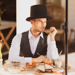 Chapeau de Haut de Forme Byron Luxe / Chapeau Rocambole Noir luxe / La Maison Du Déguisement