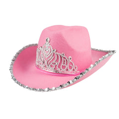 Chapeau Cowboy Rose / Chapeau Cow boy Glimmer Rose / Chapeau Cowgirl Party Avec Diadème / La Maison Du Déguisement