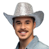 Chapeau Cowboy paillettes Argent / Chapeau Cow boy Sequins Argent / La Maison du Déguisement