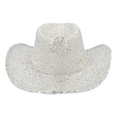Chapeau Cowboy paillettes Argent / Chapeau Cow boy Sequins Argent / La Maison du Déguisement