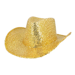 Chapeau Cowboy paillettes Or / Chapeau Cow boy Sequins Dorée / Chapeau Rodeo Party Or / La Maison du Déguisement