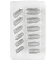 Ongles Argent / Faux Ongles Paillettes Argent / Set 12 Ongles Argent Auto Adhésifs / La maison du déguisement