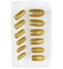Ongles Doré / Faux Ongles Paillettes Or / Set 12 Ongles Doré Auto Adhésifs / La Maison Du Déguisement