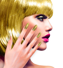 Ongles Doré / Faux Ongles Paillettes Or / Set 12 Ongles Doré Auto Adhésifs / La Maison Du Déguisement