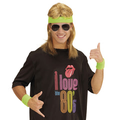 Set bandeau Vert fluo / Kit Bandeau et Poignets en éponge Vert / Ensemble de 2 bracelets et bandeau / La Maison du Déguisement