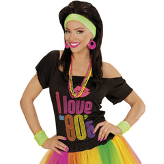 Set bandeau Vert fluo / Kit Bandeau et Poignets en éponge Vert / Ensemble de 2 bracelets et bandeau / La Maison du Déguisement